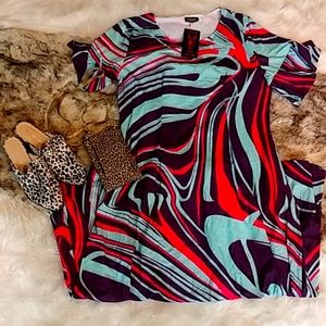 Reborn Purple/Teal Long Sexy Dress. Size 3X. Brand New w/Tags. "As Is" Last 1.